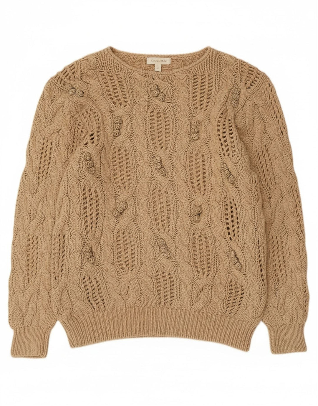 Madeleine Dame Se Through Boat Neck Jumper Sweater EU 40/42 Medium Beige