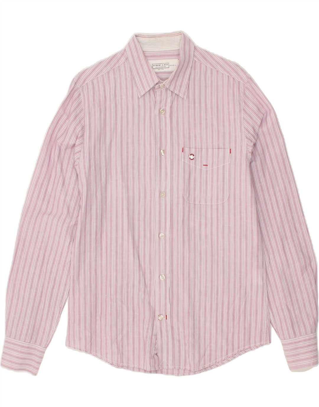 MURPHY & NYE Mens Shirt Medium Pink Striped Cotton Vintage Murphy & Nye and Second-Hand Murphy & Nye from Messina Hembry 