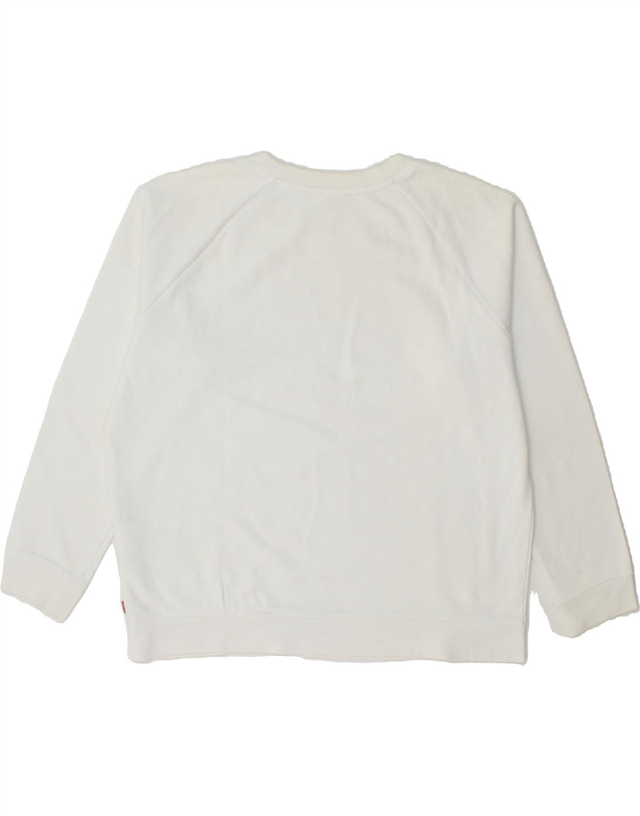 LEVI'S Womens Oversized Graphic Sweatshirt Jumper UK 14 Medium White Vintage Levi's and Second-Hand Levi's from Messina Hembry 
