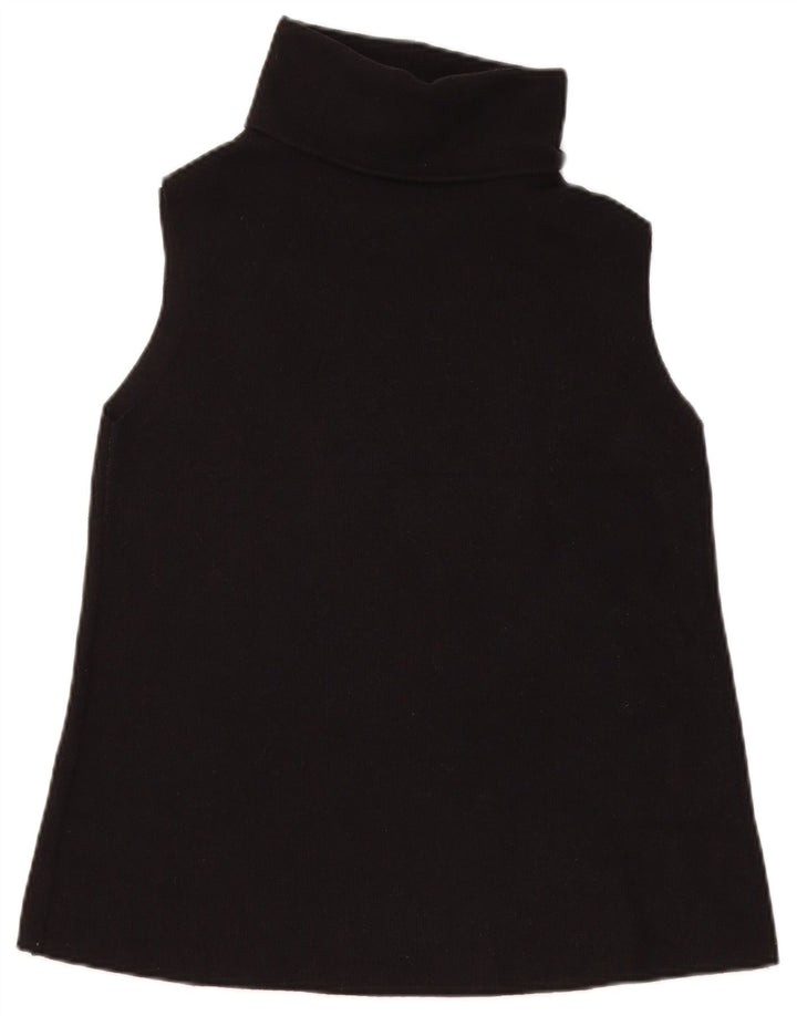 Zara Dame Vest Tank Top UK 12 Medium Sort Bomuld