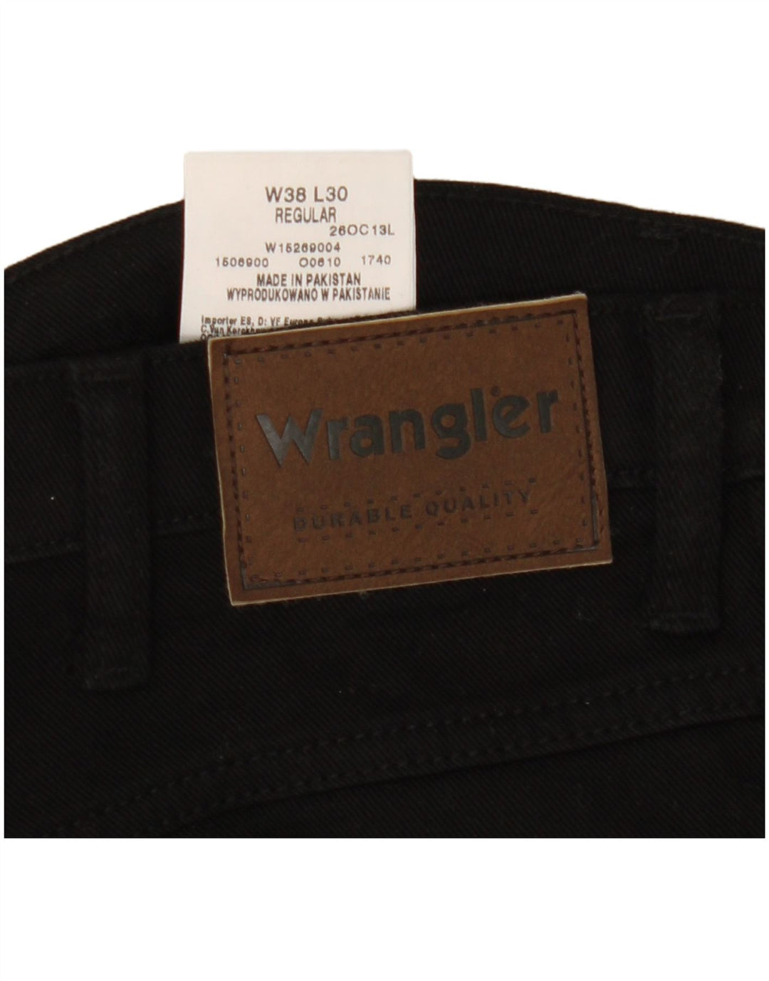 Wrangler Herre Regular Straight Jeans W38 L30 Sort Bomuld