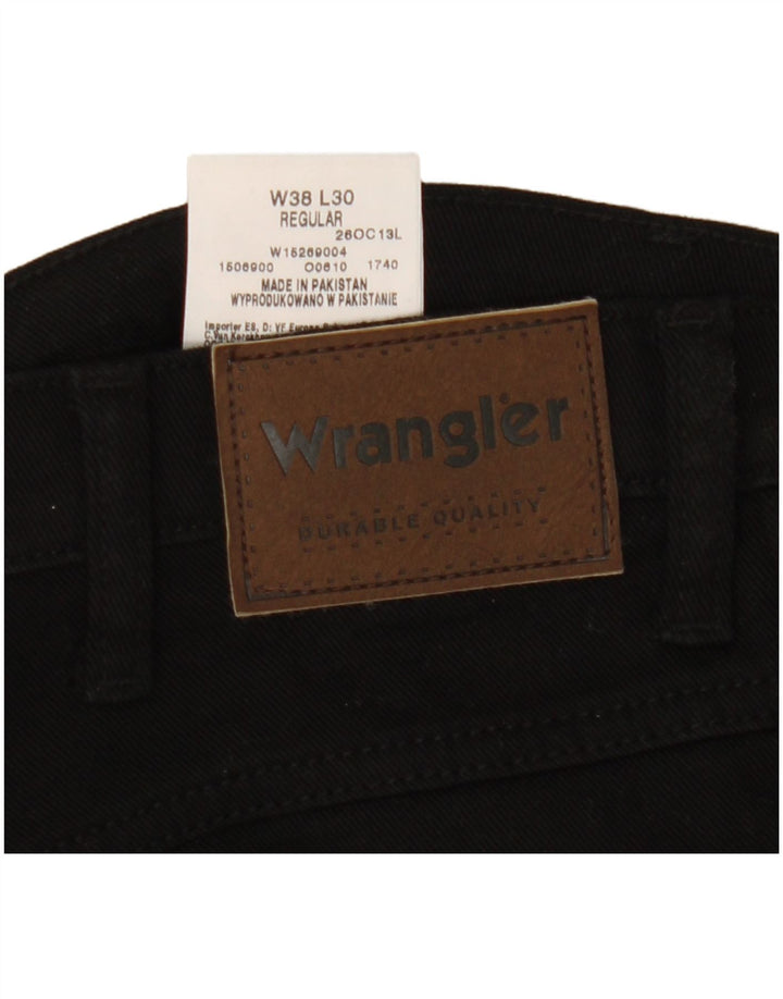 Wrangler Herre Regular Straight Jeans W38 L30 Sort Bomuld