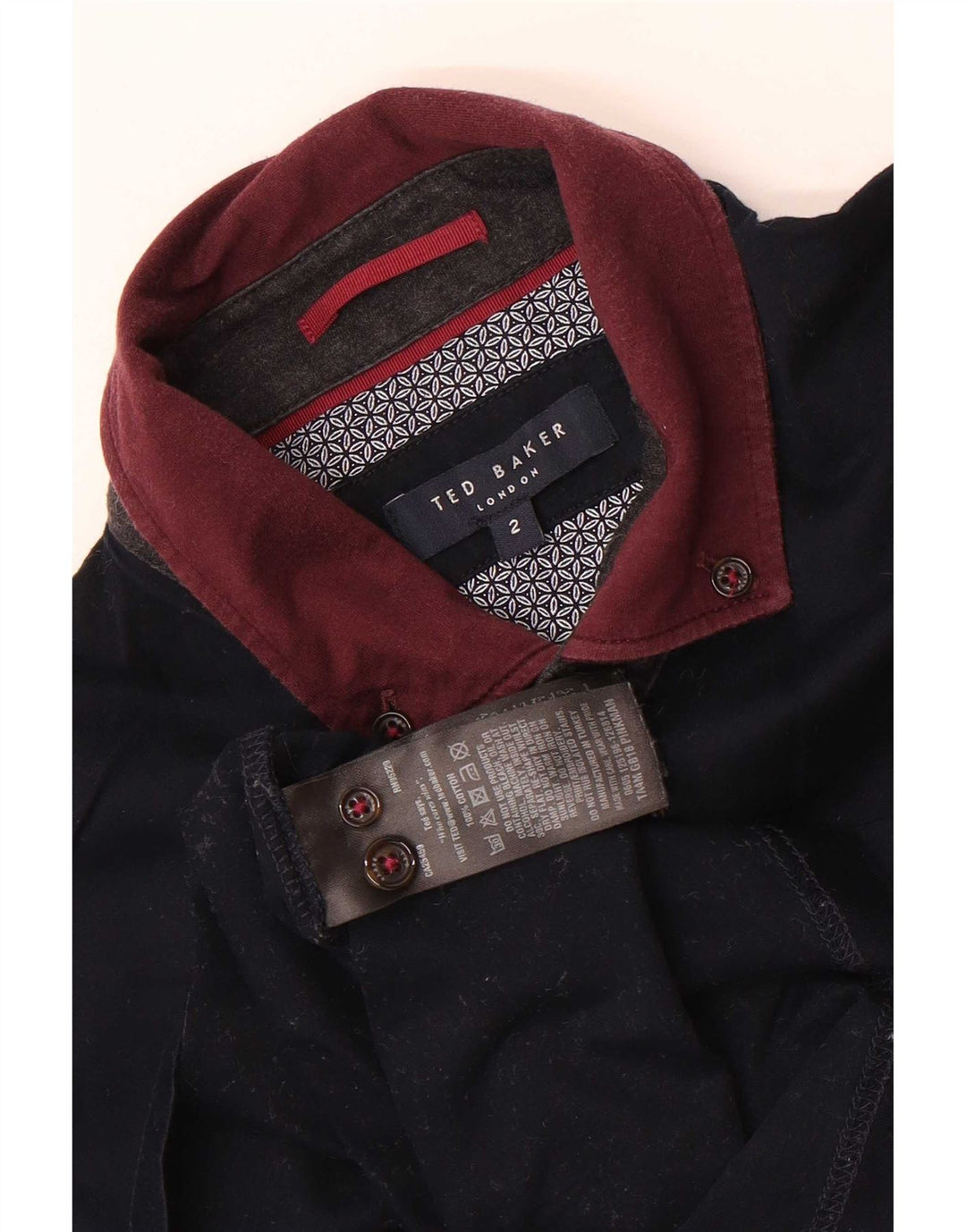 Ted Baker herre poloshirt størrelse 2 Small Navy Blue Colourblock Cotton