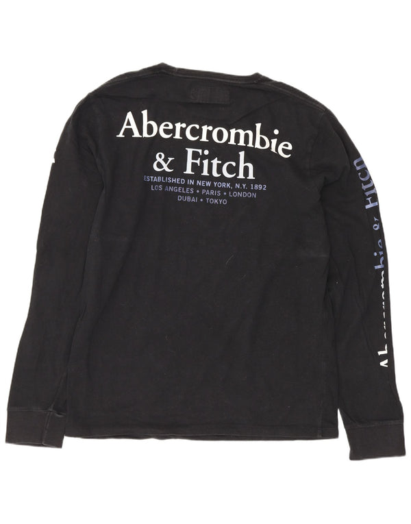 Abercrombie & Fitch Herre grafisk top Langærmet medium sort bomuld