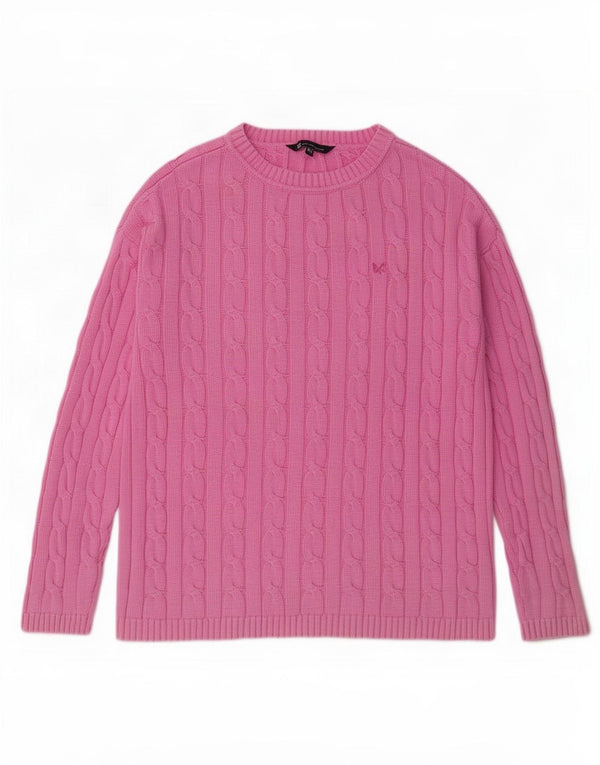 Besætningstøj Dame Boat Neck Jumper Sweater UK 14 Large Pink Bomuld
