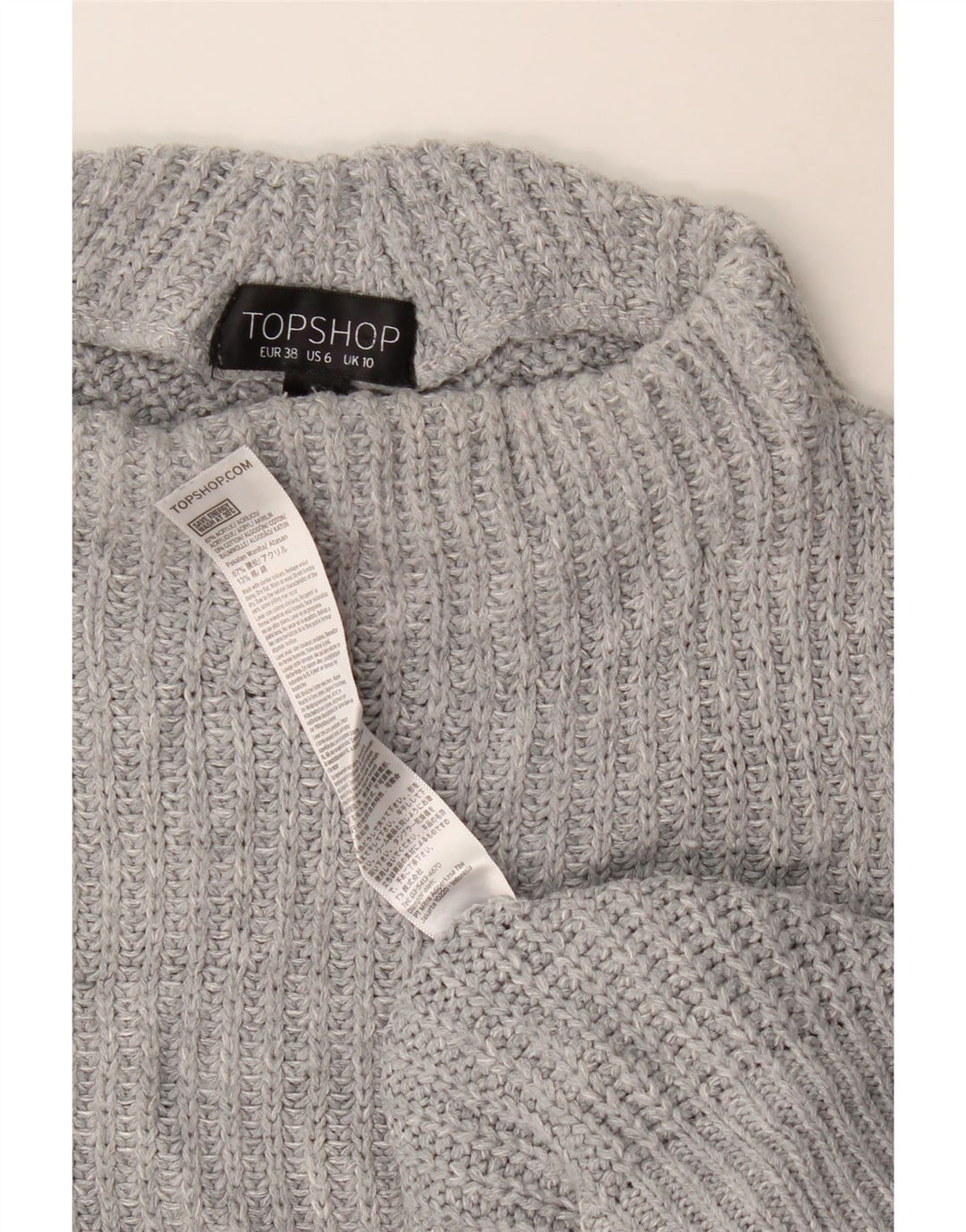 Topshop Dame Oversized Vest Tank Top UK 10 Small Grå Akryl