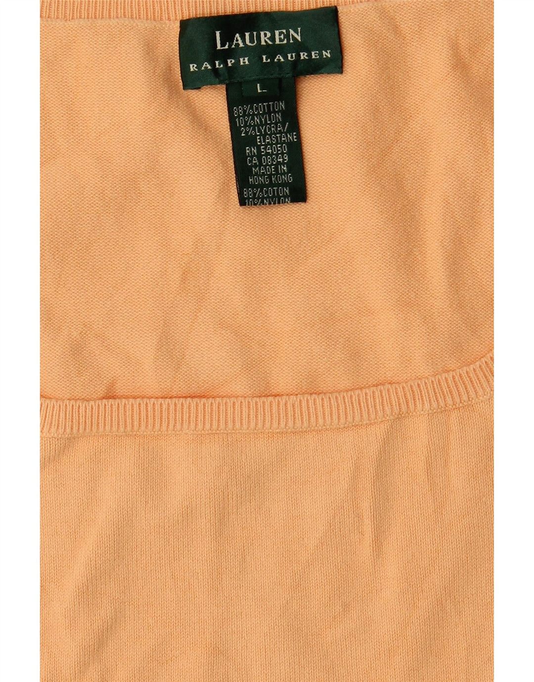 RALPH LAUREN Damevest Top UK 14 Stor Orange Bomuld
