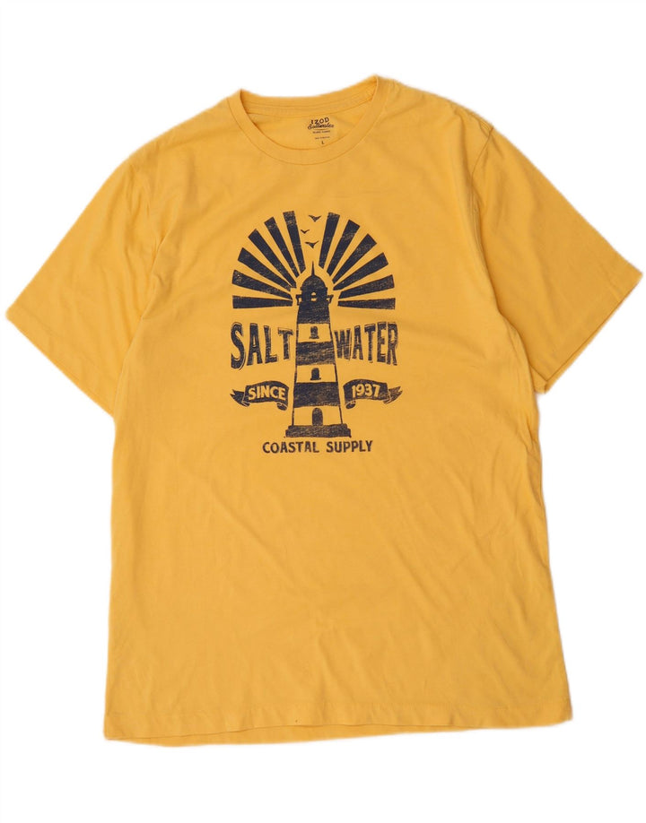 IZOD Mens Salt Water Graphic T-Shirt Top Large Yellow Vintage Izod and Second-Hand Izod from Messina Hembry 