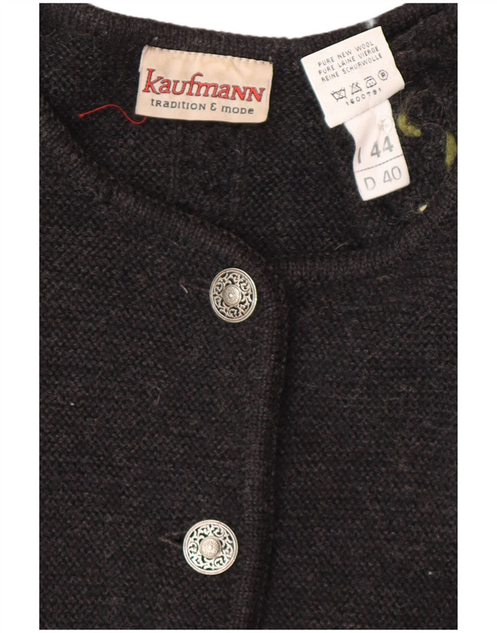 KAUFMANN Dame cardigan sweater IT 44 Mellemgrå blomsteruld