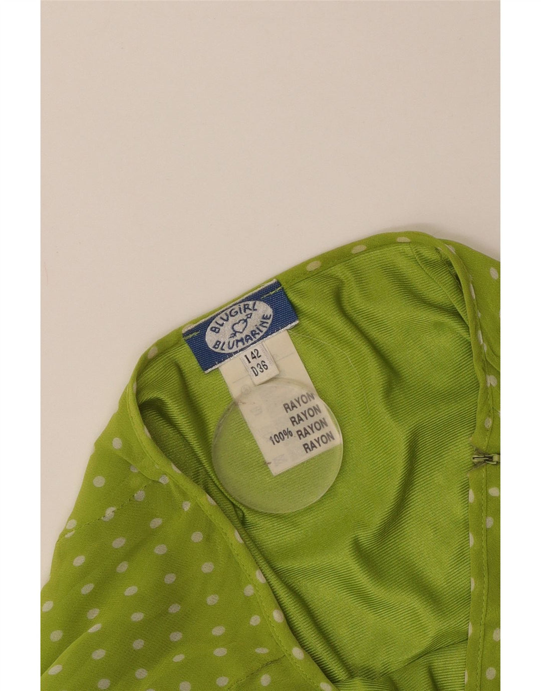 Blugirl Blumarine Dame A-Line nederdel IT 42 Medium W28 Grøn Polka Dot