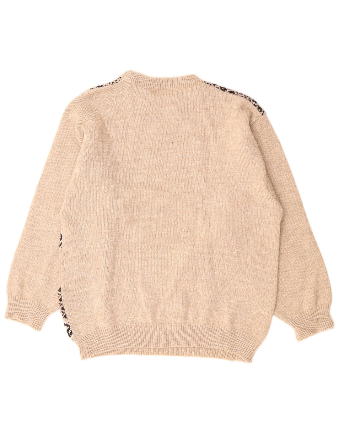 Barisal Herre Boat Neck Jumper Sweater Medium Beige Fair Isle Polyacrylic
