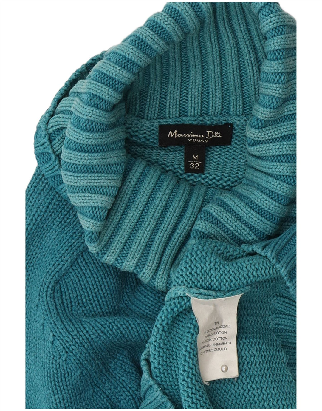 Massimo Dutti Dame Rullehals Sweater UK 12 Medium Blue Bomuld