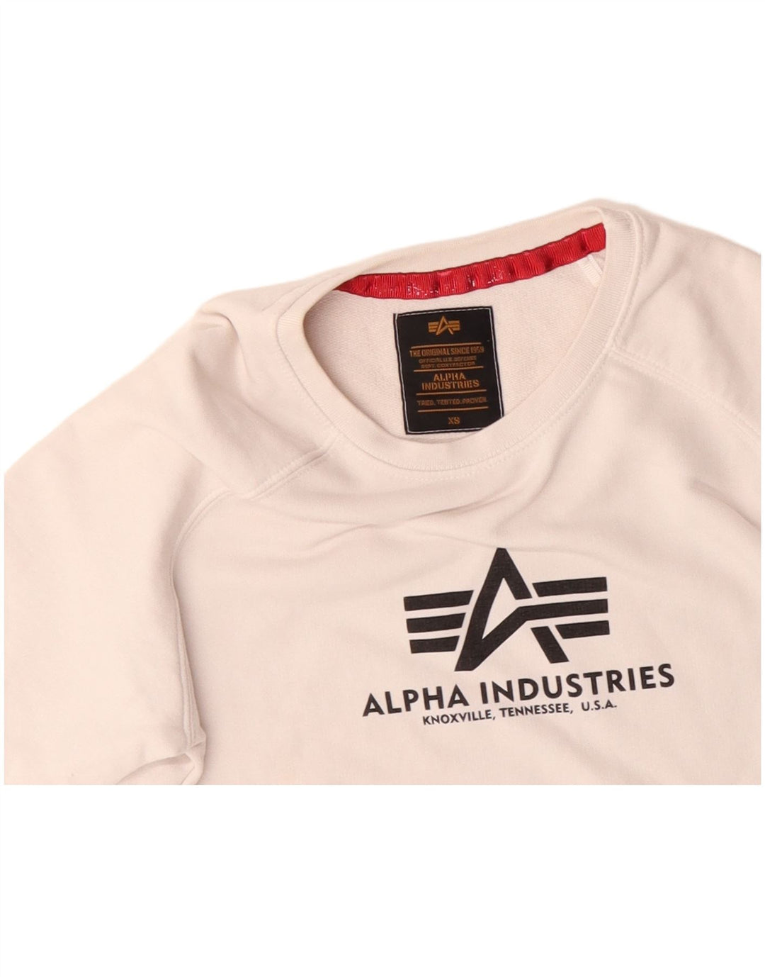 ALPHA INDUSTRIES Grafisk sweatshirt til mænd XS Hvid