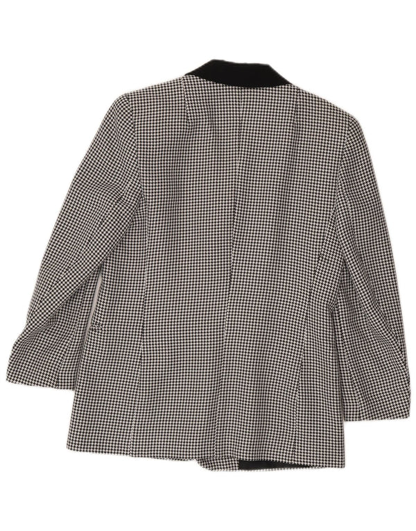 Canda Dame 3 Button Blazer Jacket UK 10 Small Black Houndstooth Polyester