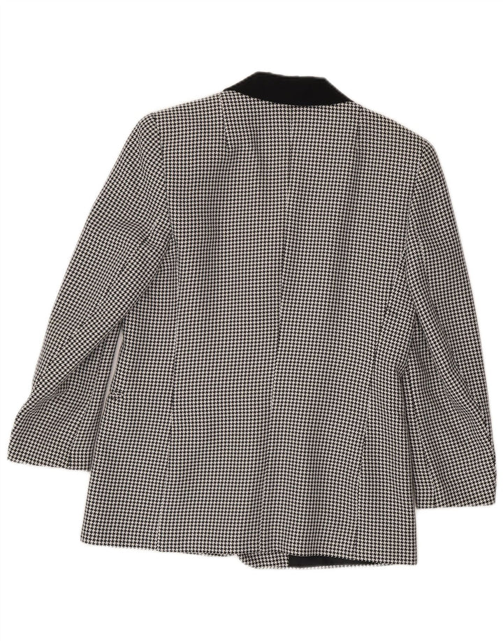 Canda Dame 3 Button Blazer Jacket UK 10 Small Black Houndstooth Polyester