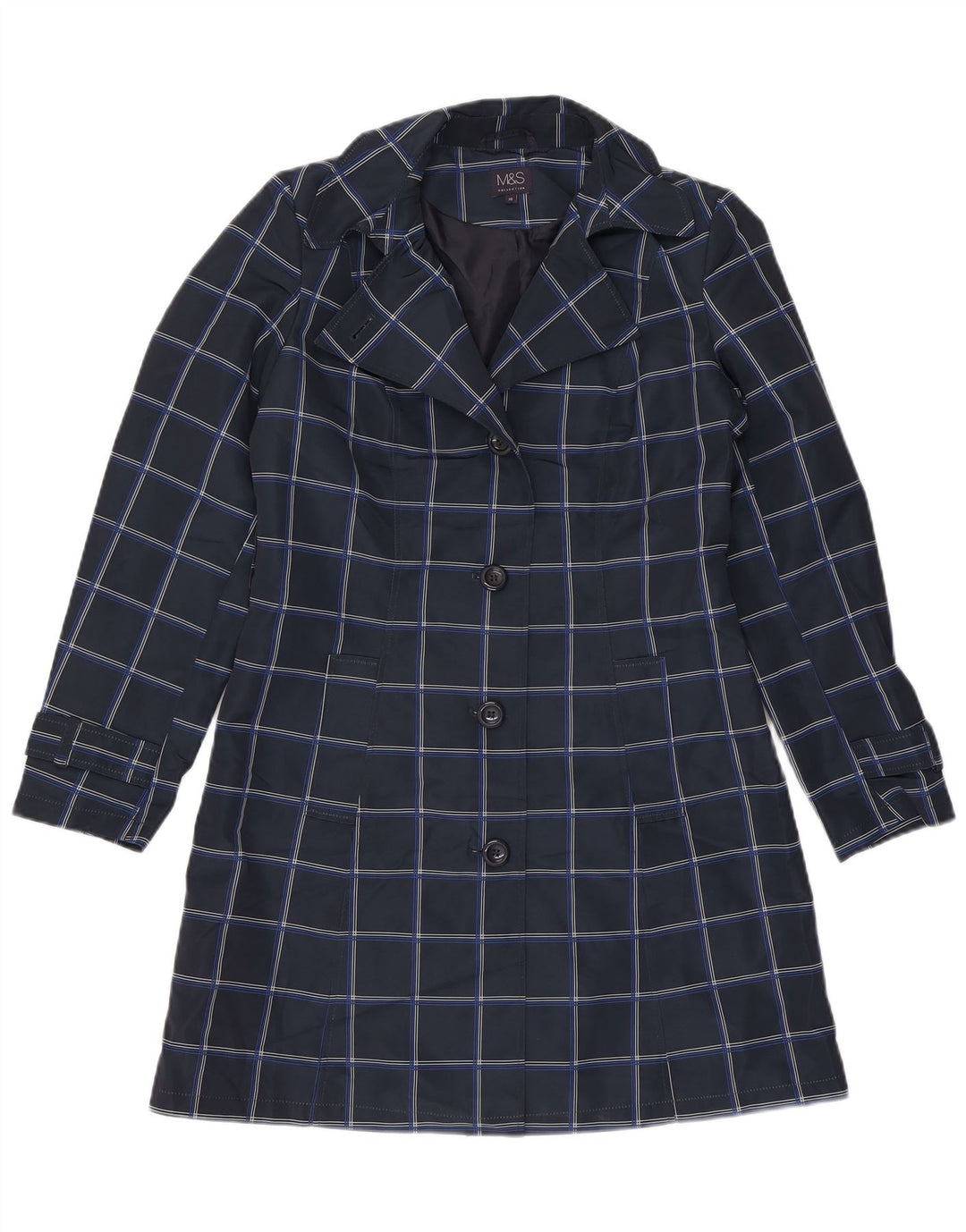Marks & Spencer Trench Coat til kvinder UK 10 Small Navy Blue Ternet polyester