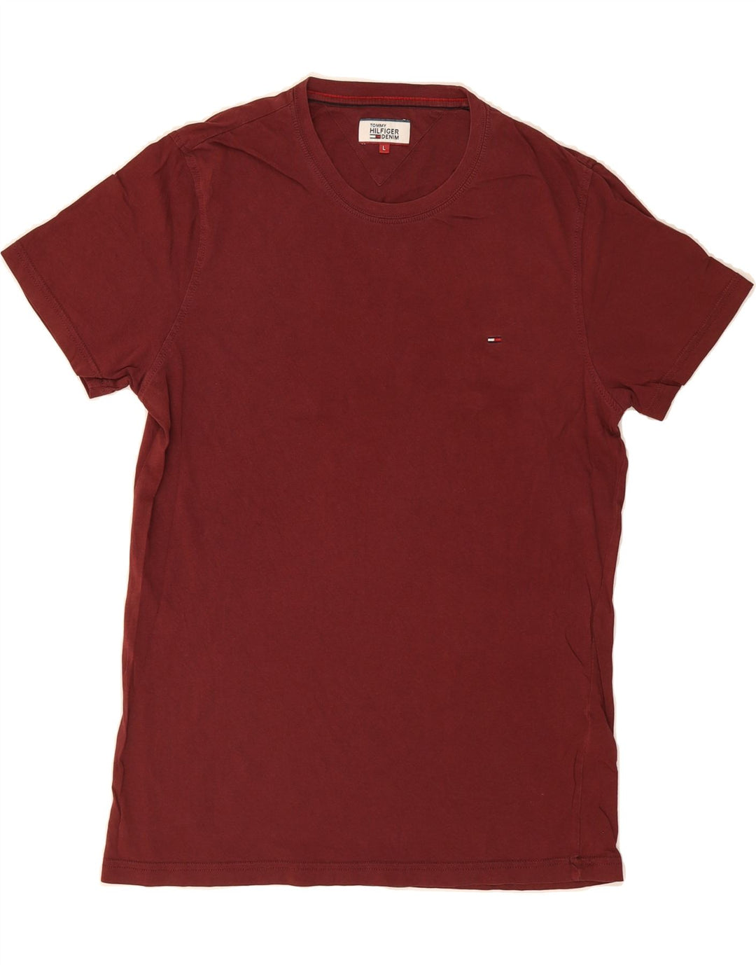 TOMMY HILFIGER Mens T-Shirt Top Large Maroon Cotton Vintage Tommy Hilfiger and Second-Hand Tommy Hilfiger from Messina Hembry 