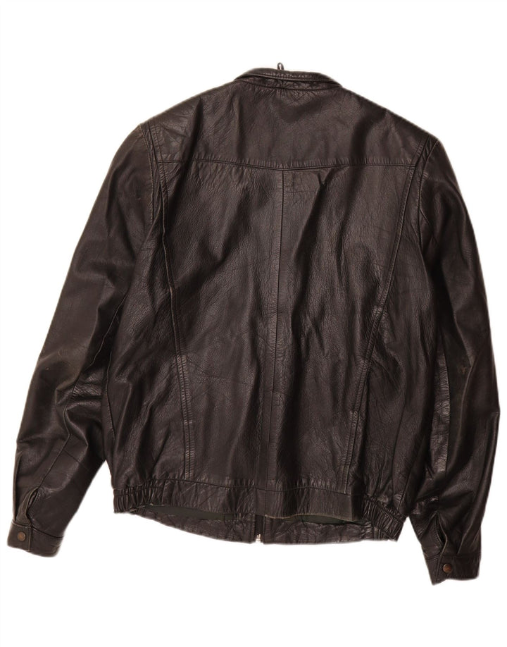 Vintage herre læderjakke IT 50 Stor sort læder