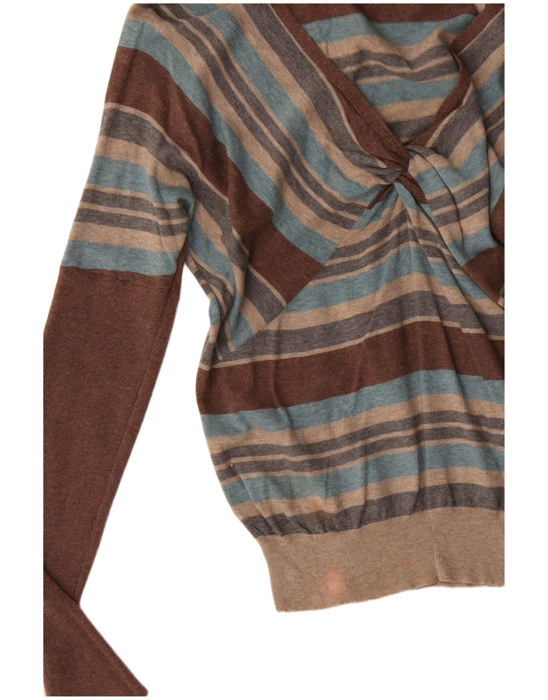 MONSOON Dame V-hals sweater UK 12 Medium Flerfarvet Stribet