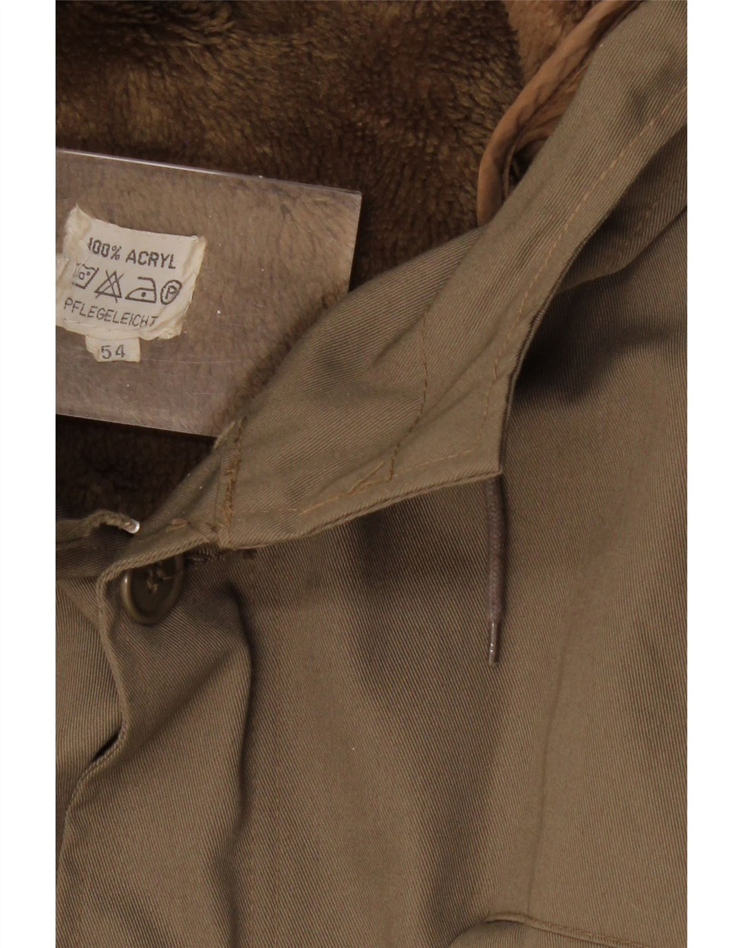 VINTAGE Herre Military Hooded Parka Jacket IT 54 2XL Khaki Bomuld