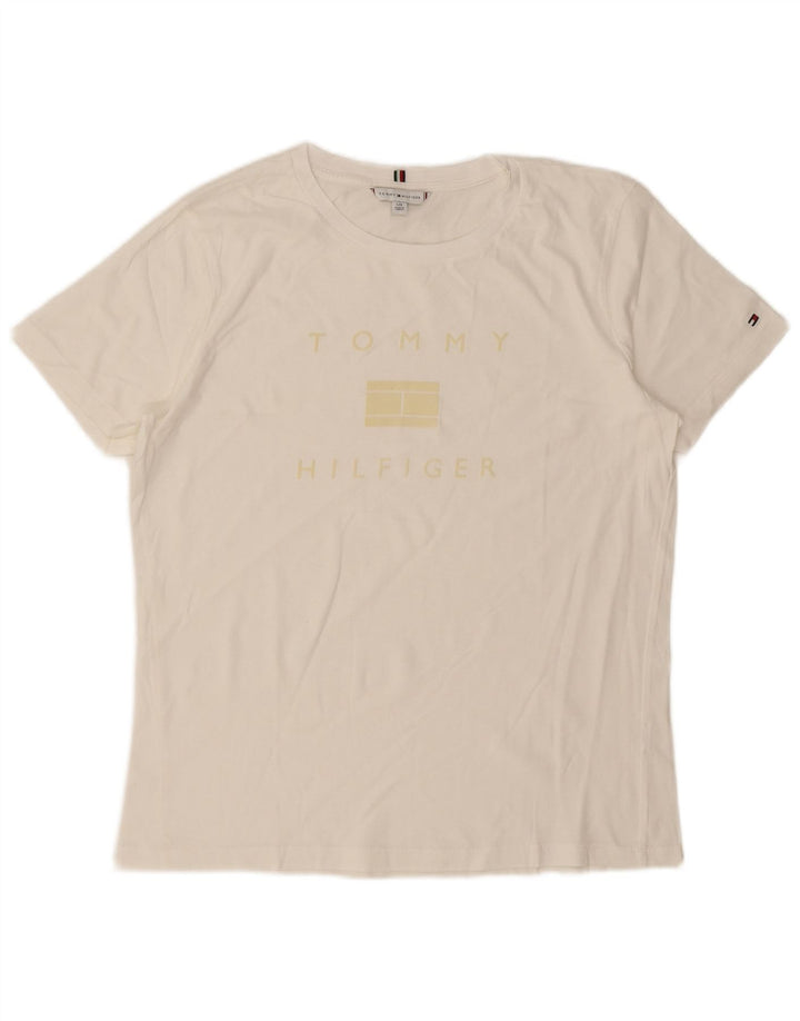 Tommy Hilfiger Dame T-Shirt Top UK 16 Large White