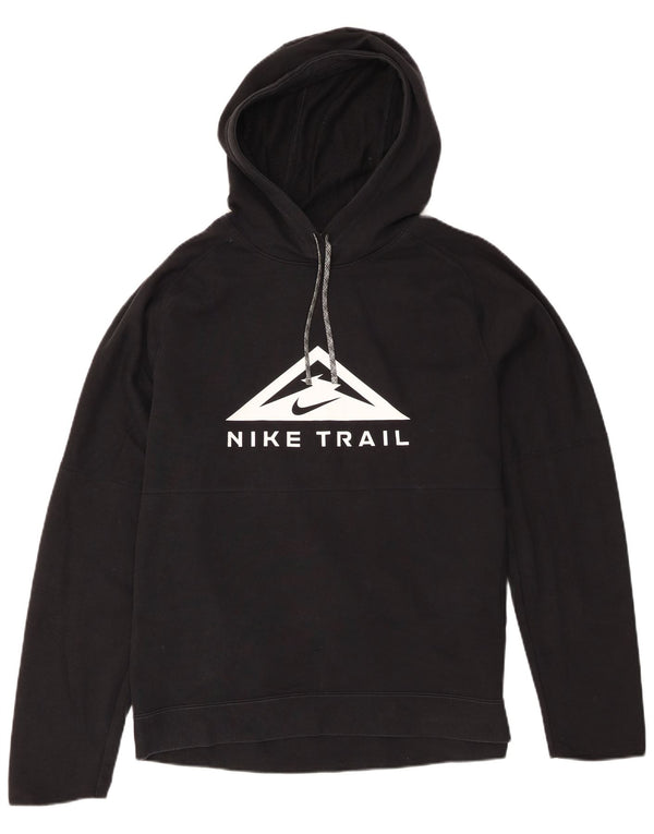 Nike Herre Dri Fit Grafisk Hoodie Jumper Medium Sort Bomuld