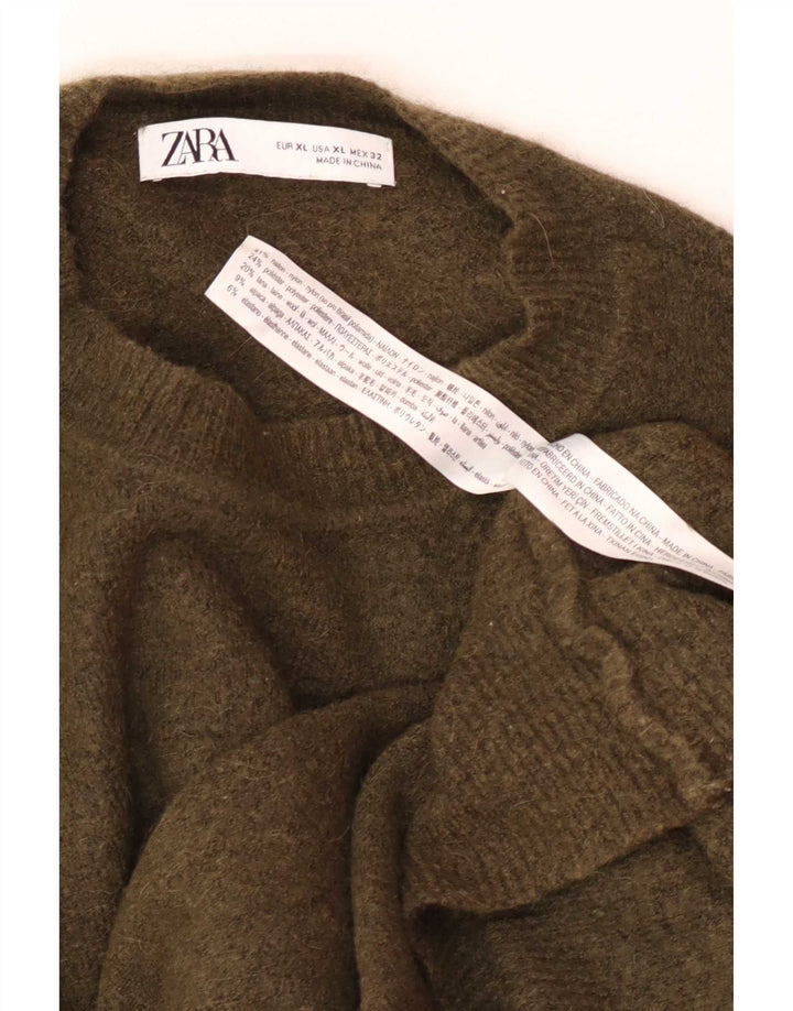 Zara Herre sweater med rund hals XL Khaki Nylon