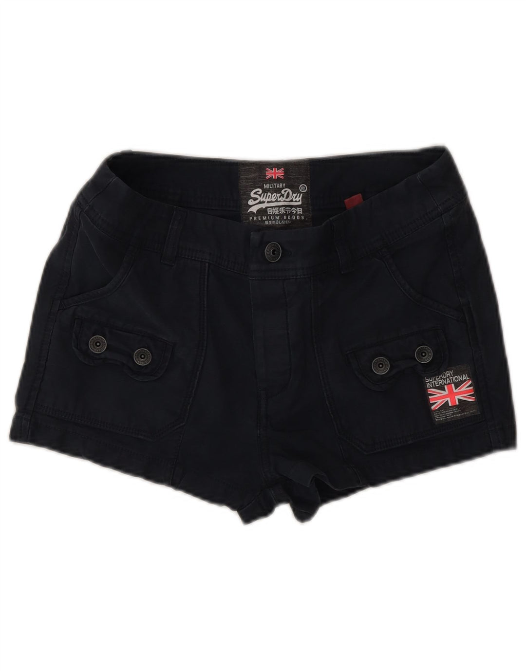 Superdry Cargo Shorts til kvinder XS W28 Sort bomuld