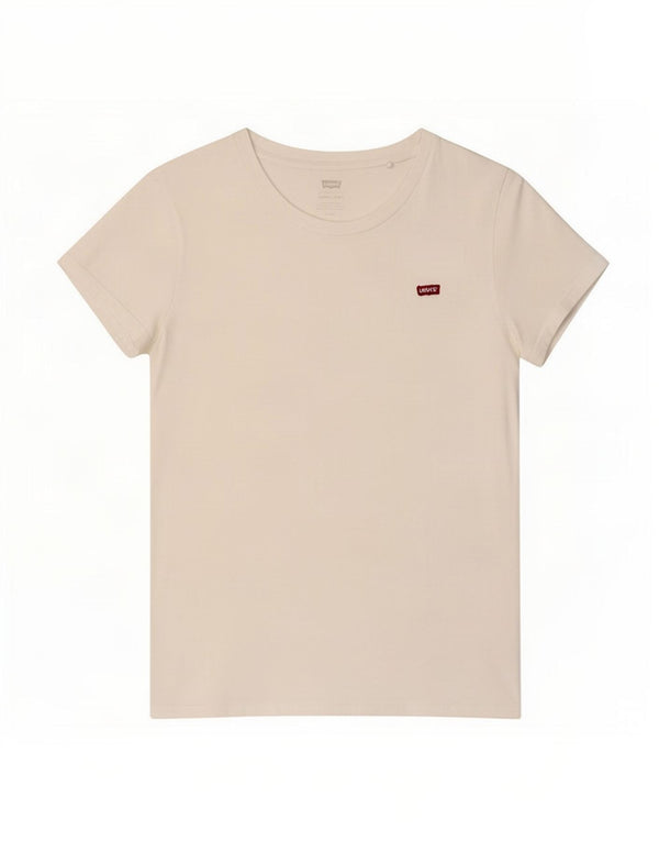 Levi's Dame T-Shirt Top UK 10 Lille Hvid Bomuld