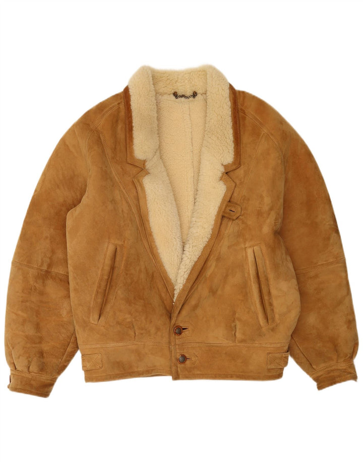 Vintage Herre Shearling Jacket UK 42 XL Beige
