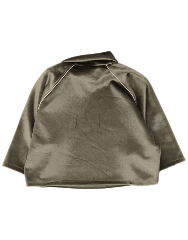 Adidas Dame Oversized Velour Top 3/4 ærme UK 8 Small Green Polyester