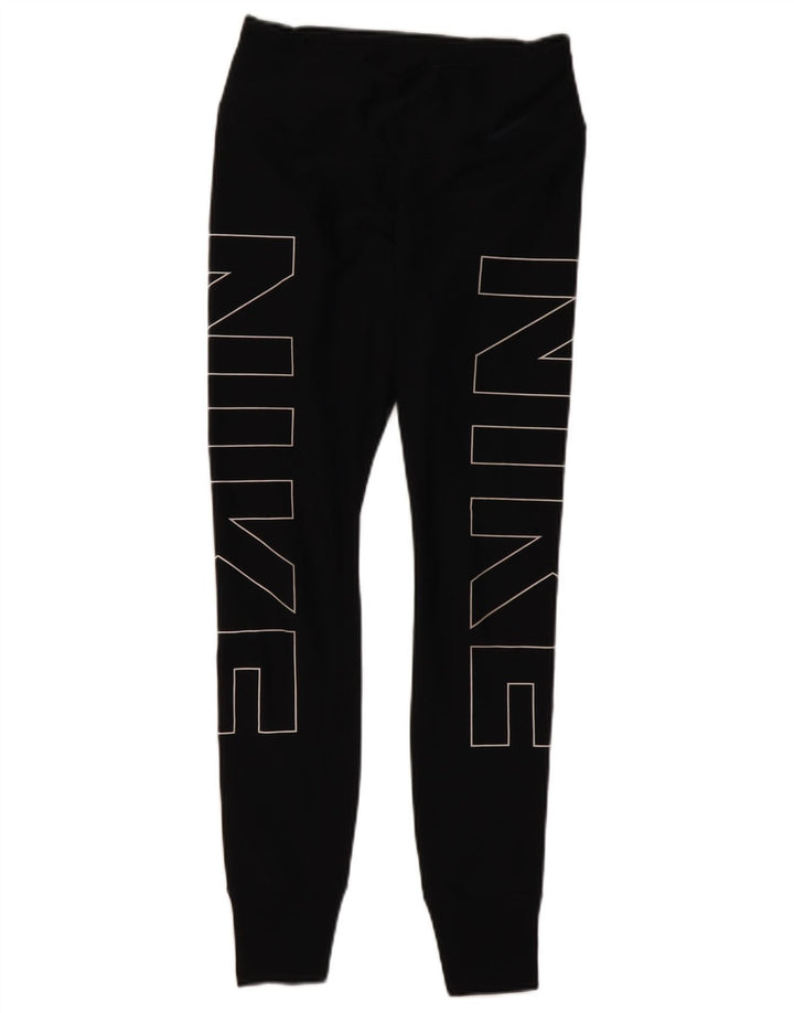 NIKE Womens Dri Fit Tracksuit Trousers Joggers UK 8 Small  Black Polyester