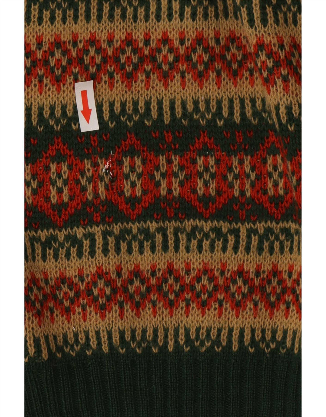 Vintage herre V-hals sweater mellemgrøn stribet uld
