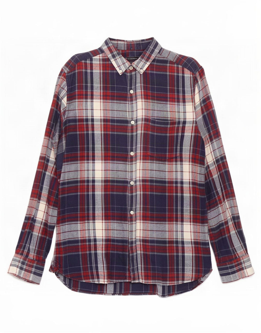 French Connection Herre Flanelskjorte Medium Navyblå Plaid Bomuld