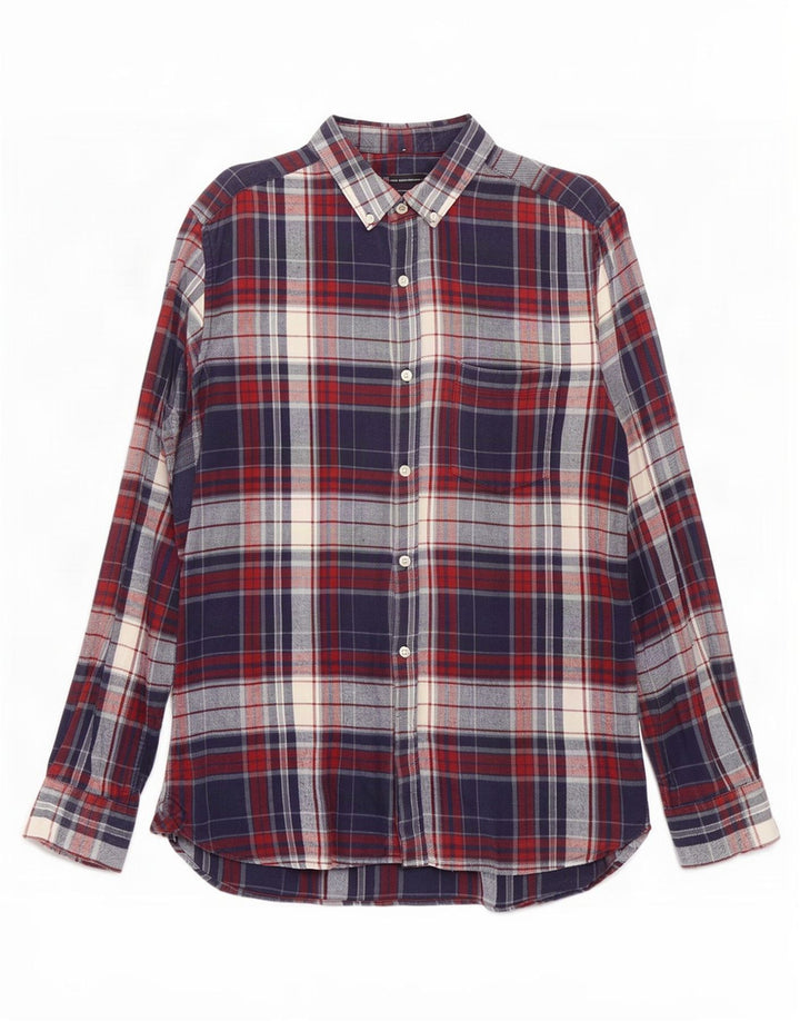 French Connection Herre Flanelskjorte Medium Navyblå Plaid Bomuld
