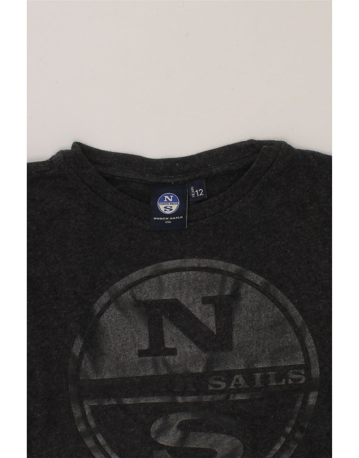 NORTH SAILS Boys Graphic Top Long Sleeve 11-12 Years Grey Vintage North Sails and Second-Hand North Sails from Messina Hembry 