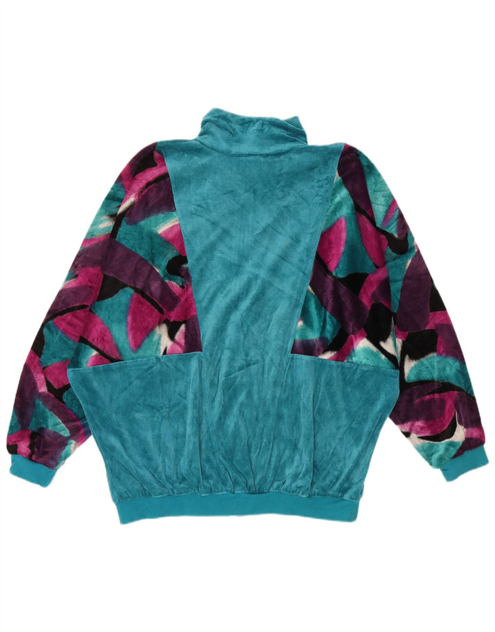 Schneider Velour træningsdragt topjakke IT 44 Medium Blue Geometric
