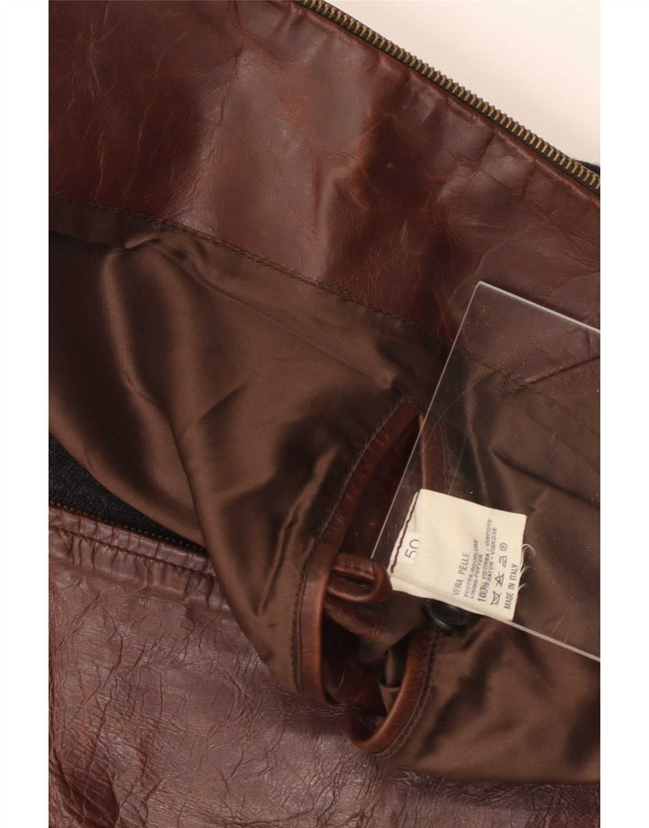 Vintage Bomber Jacket IT 50 Large Brown Colourblock Læder