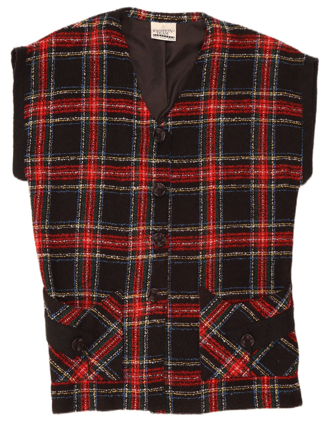 VINTAGE Dame Oversized 4-knaps blazerjakke UK 10 Lille rød plaid