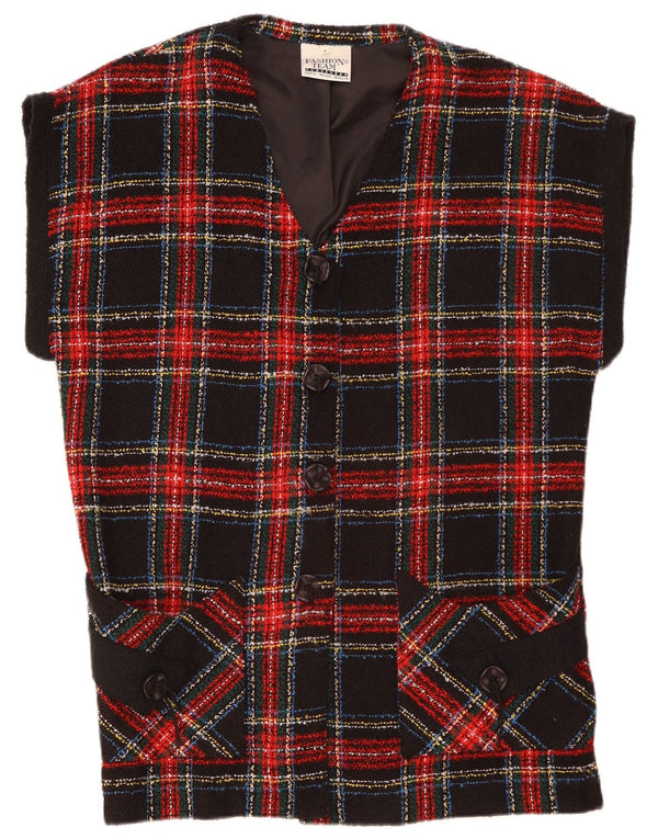 VINTAGE Dame Oversized 4-knaps blazerjakke UK 10 Lille rød plaid