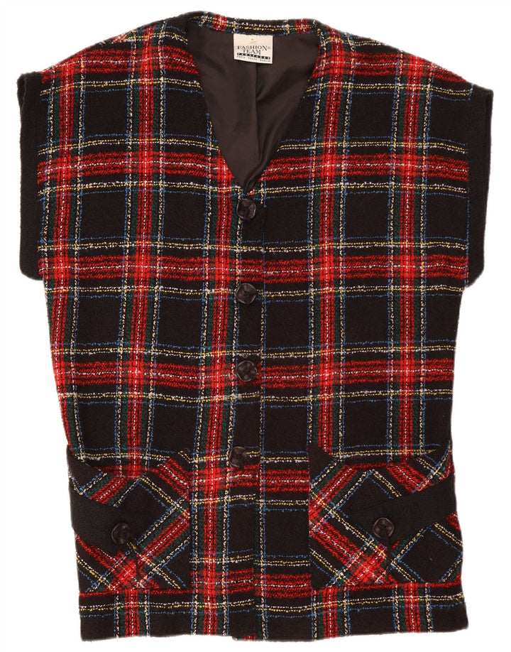 VINTAGE Dame Oversized 4-knaps blazerjakke UK 10 Lille rød plaid