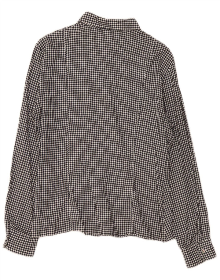 Vintage dameskjorte IT 46 Large Black Gingham Cotton
