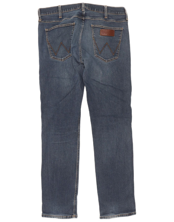 Wrangler Herre Regular Fit Straight Jeans W34 L32 Blå Bomuld