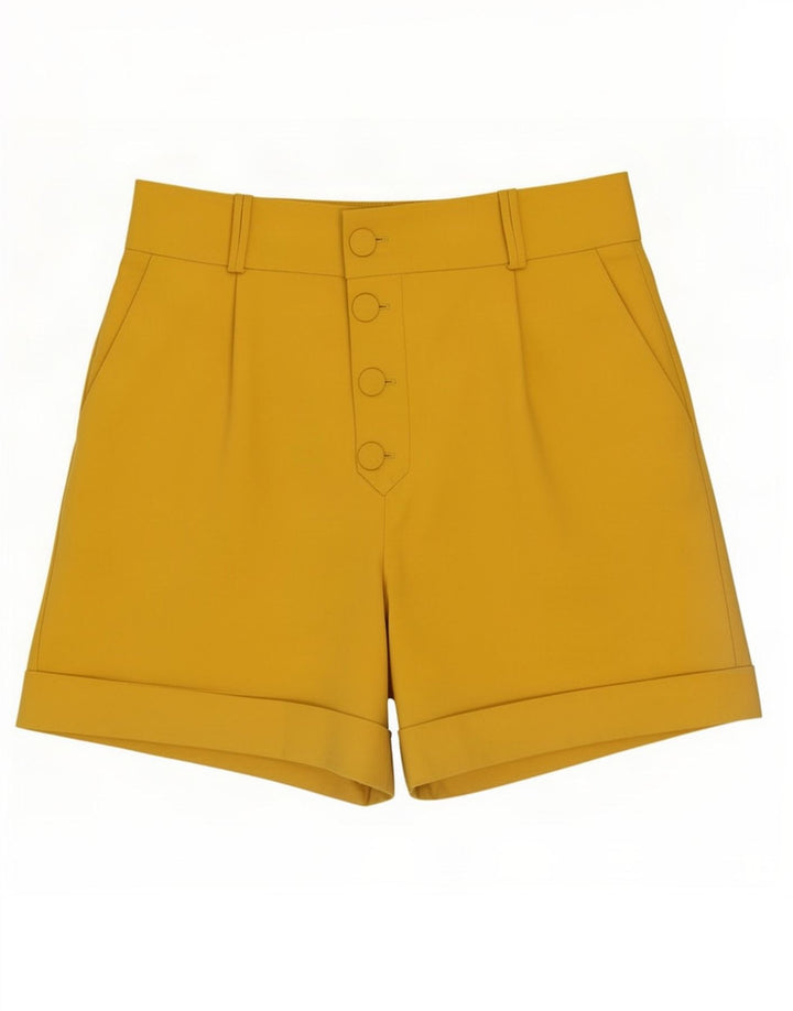 Zara Højtaljede Chino Shorts Medium W28 Gul polyester