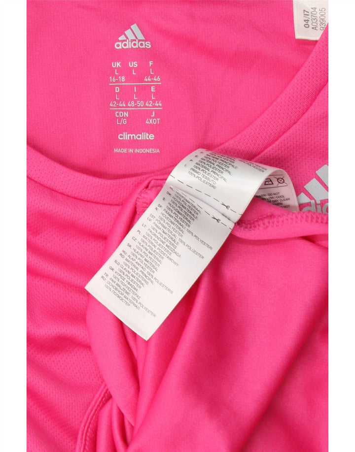 Adidas Womens Climalite T-Shirt Top UK 16/18 Large Pink Polyester