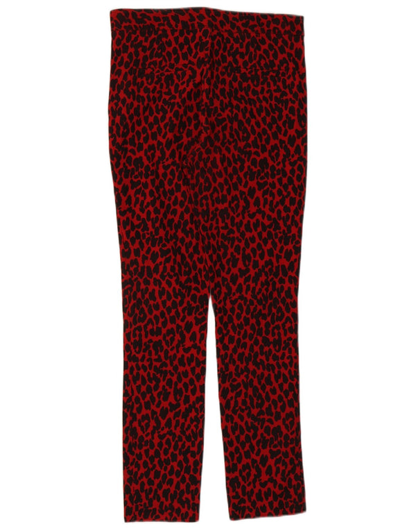 Zara Dame Slim Casual Bukser Small W26 L26 Red Animal Print Viscose
