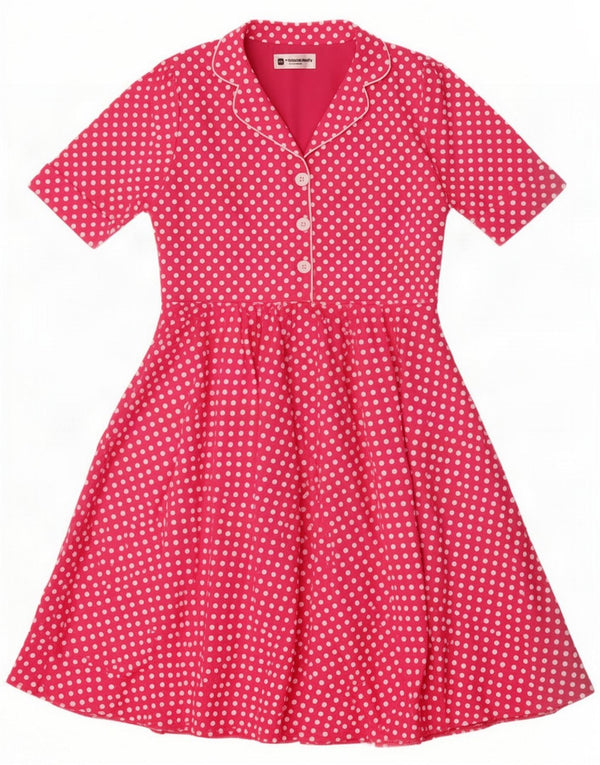 Vintage pigeswingkjole 13-14 år Pink Polka Dot Cotton