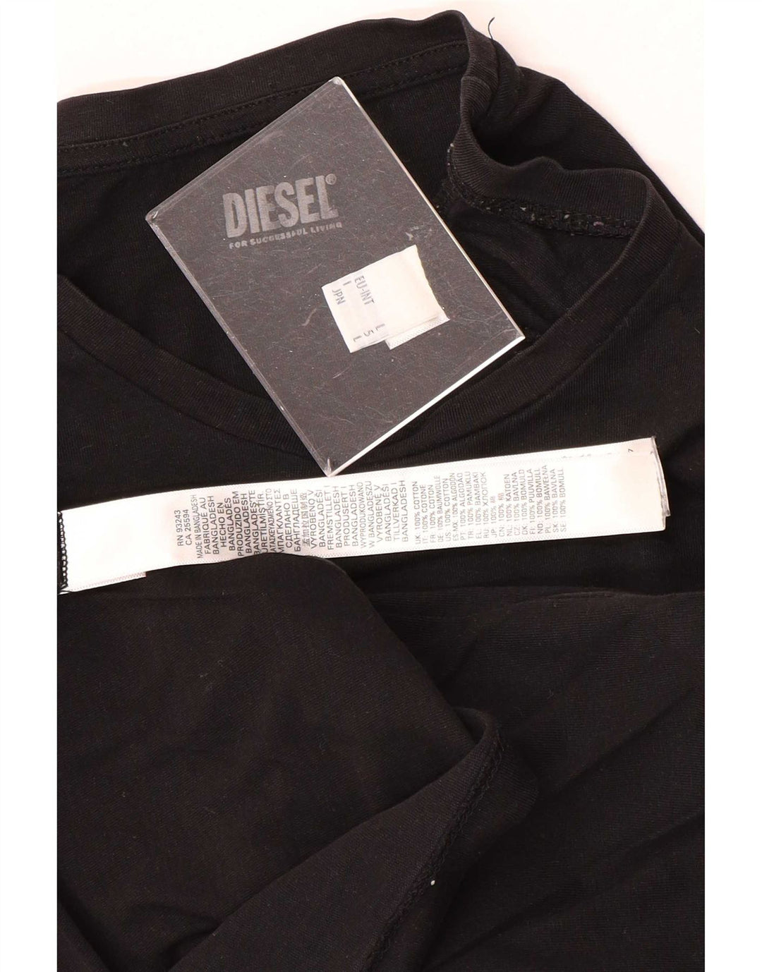 Diesel Herre T-Shirt Top Stor Sort Bomuld