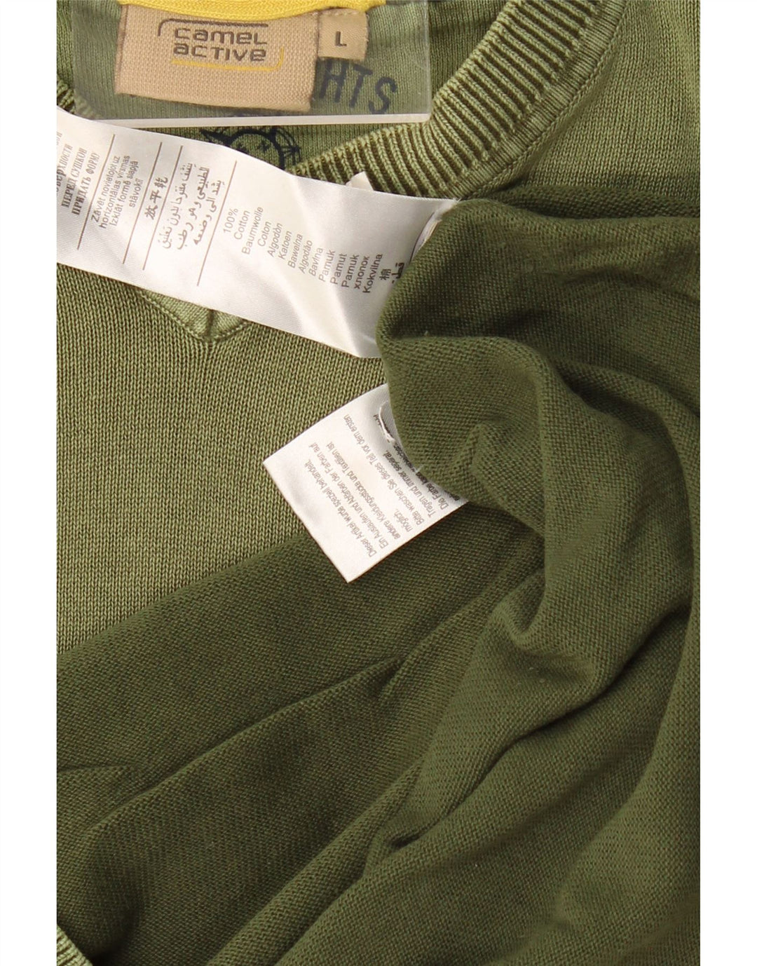 CAMEL ACTIVE Herre V-hals sweater Stor Khaki Bomuld