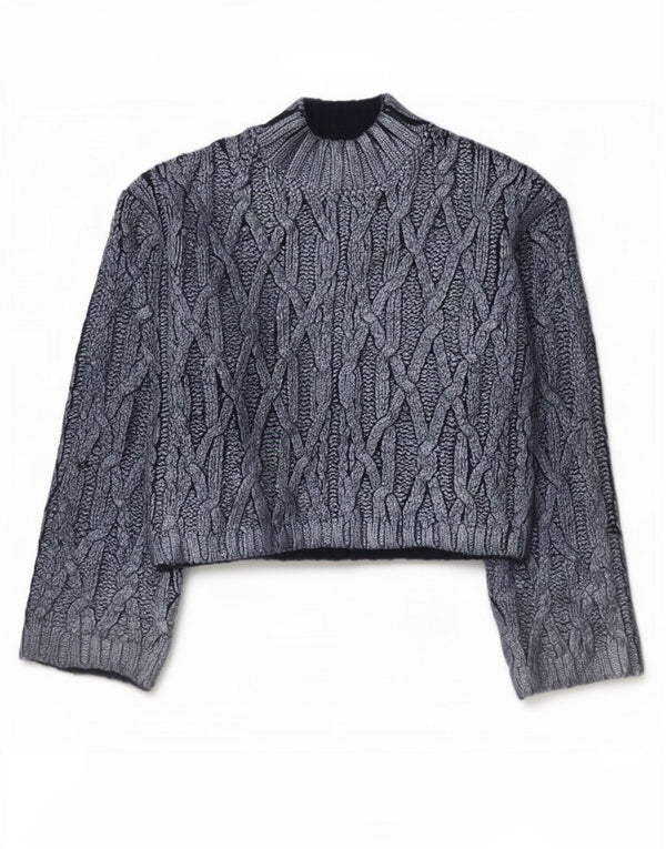 Zara Girls Crop Turtle Neck sweater 11-12 år Navy Blue Flecked